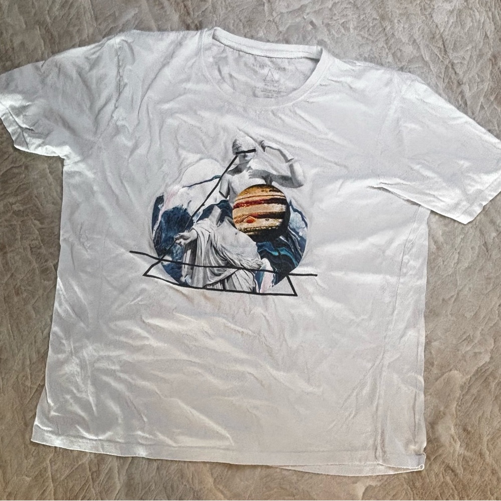 Eleven Paris White Graphic Tee with Planet Design